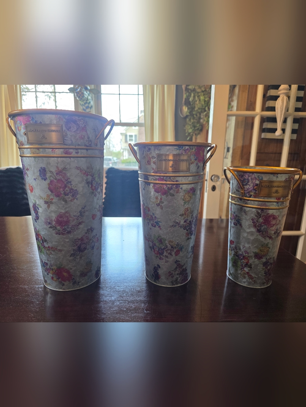 MacKenzie-Childs Floral Market Galvanized Vase Set